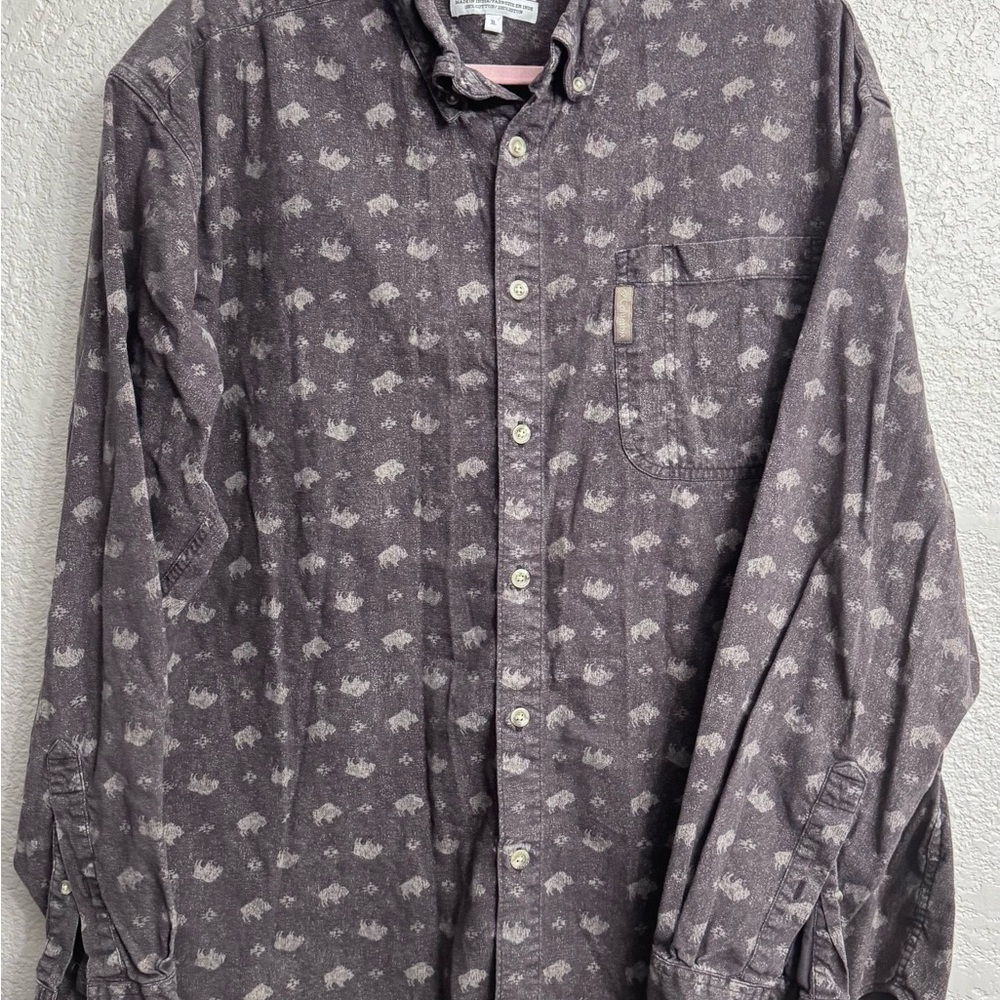 Columbia Buffalo Button Down Shirt Dark Gray 100% Cotton Men’s XL